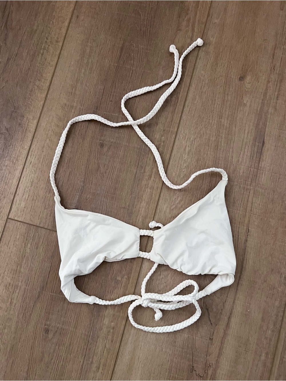 Frankie's Bikinis White Rope-Tie Triangle Bikini Top